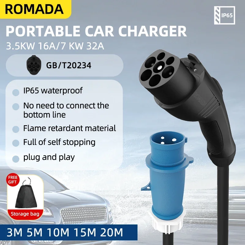 7KW 32A مركبة كهربية EV شاحن م - مراجعة Ev Charger Adapter وسعره
